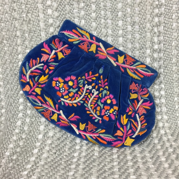 Moyna Handbags - Moyna Boho Embroidered Velvet Oversize Clutch